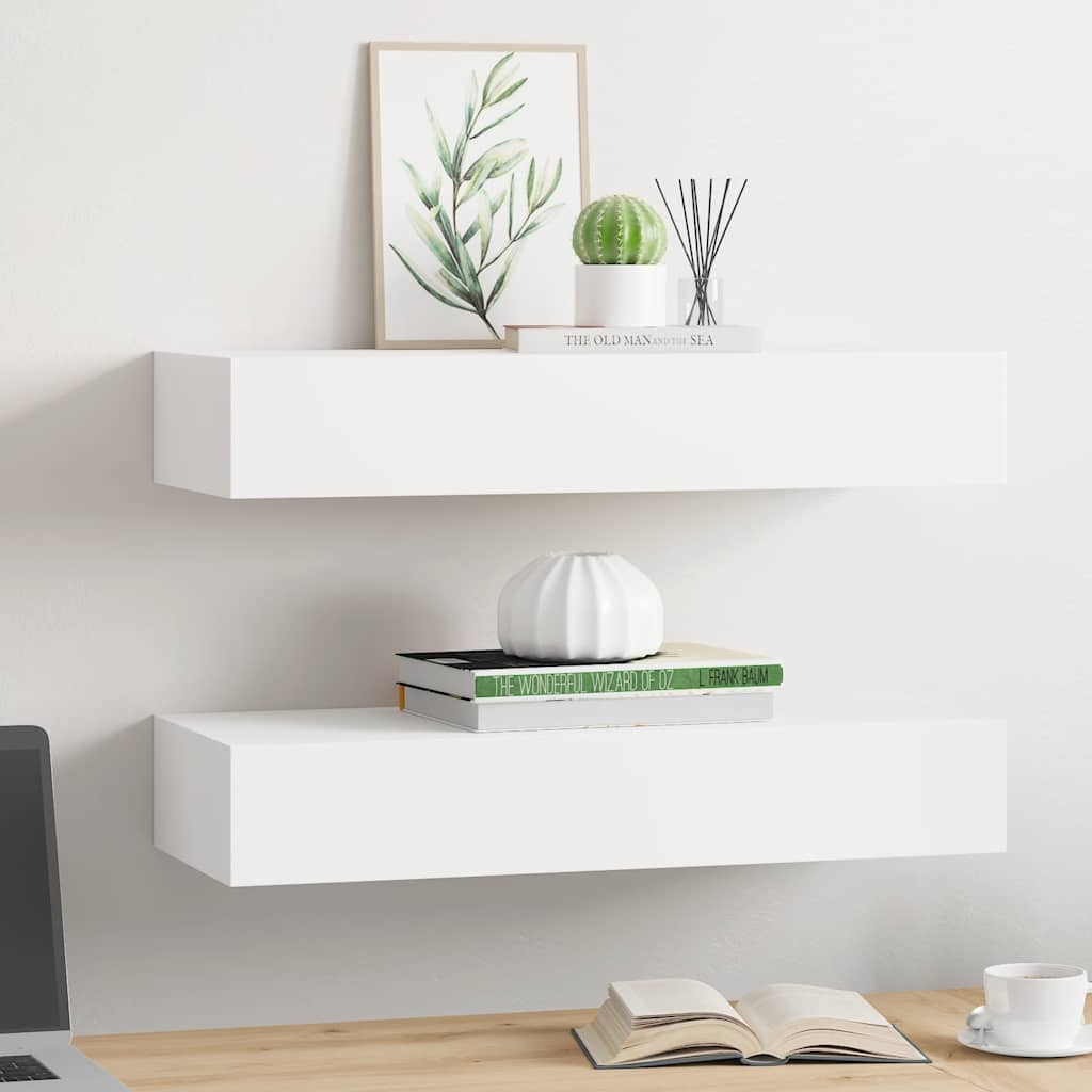 Shelves with drawers, 2 pcs., white, 60x23.5x10cm, MDF