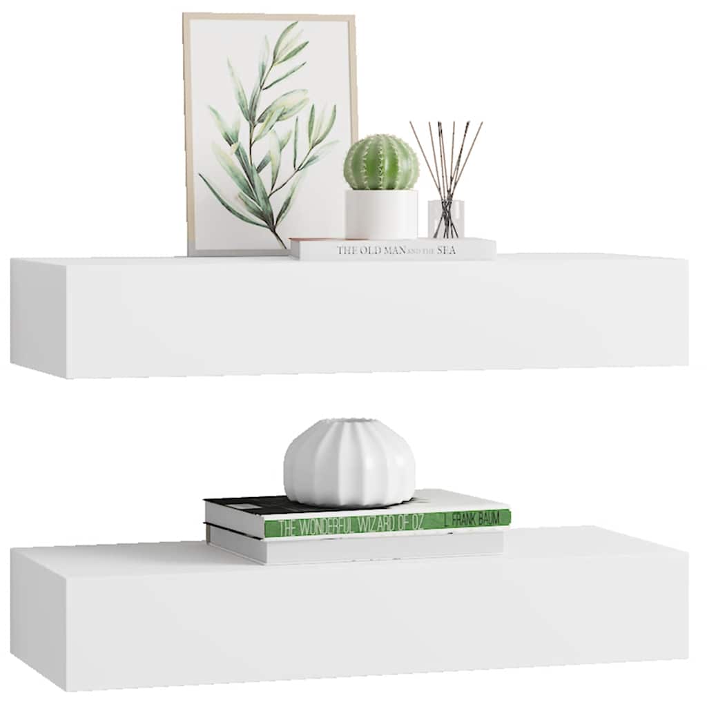 Shelves with drawers, 2 pcs., white, 60x23.5x10cm, MDF