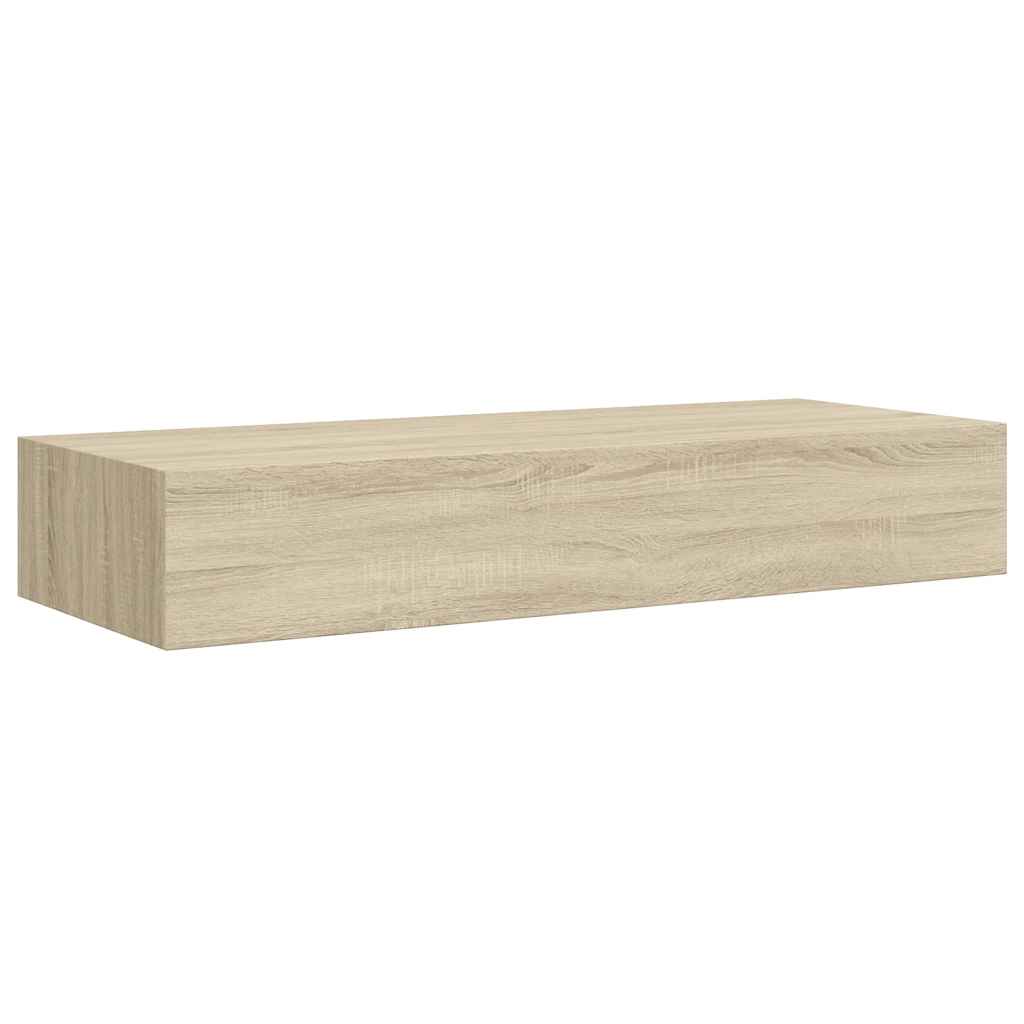 Sieninė lentyna su stalčiumi, ąžuolo, 60x23,5x10cm, MDF
