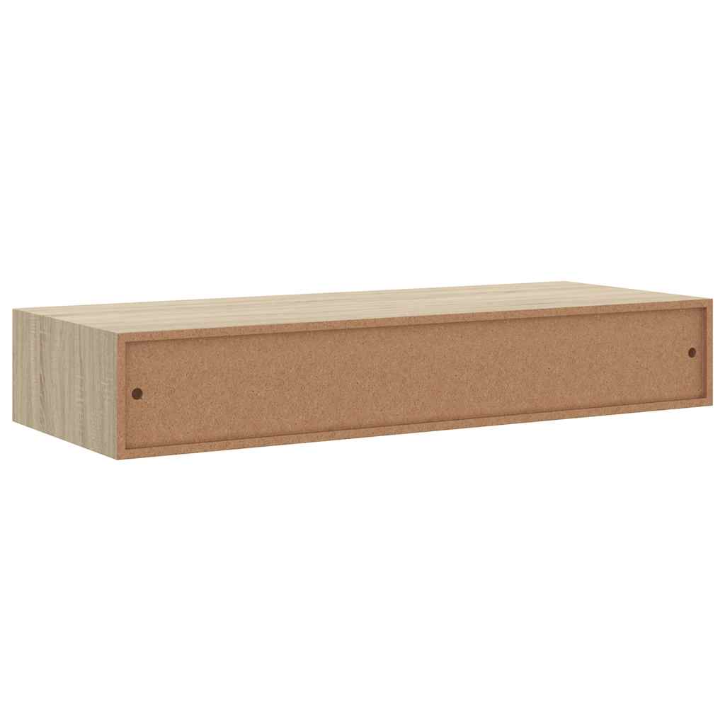 Sieninė lentyna su stalčiumi, ąžuolo, 60x23,5x10cm, MDF