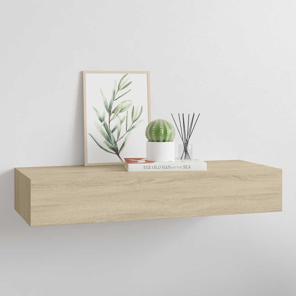 Sieninė lentyna su stalčiumi, ąžuolo, 60x23,5x10cm, MDF
