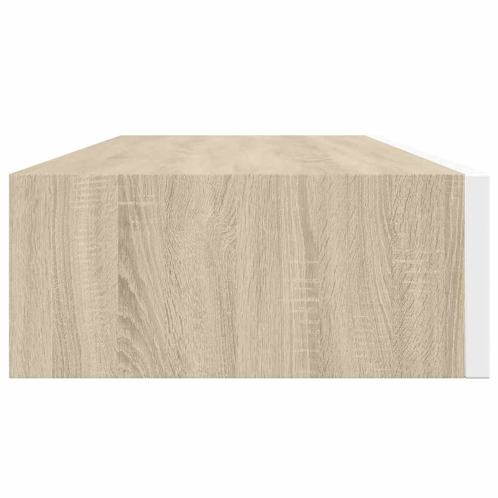 Sienas atvilktņu plaukti, 2 gab., ozola un baltā krāsā, 60x23,5x10cm, MDF