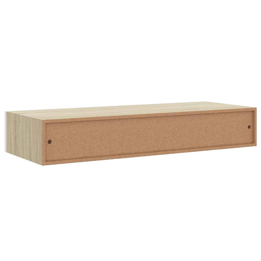 Sienas atvilktņu plaukti, 2 gab., ozola un baltā krāsā, 60x23,5x10cm, MDF