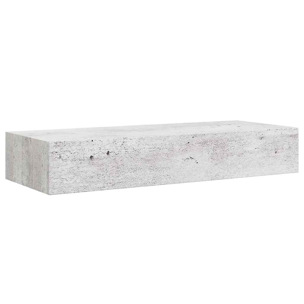 Sienas plaukts ar atvilktni, betona pelēks, 60x23,5x10cm, MDF