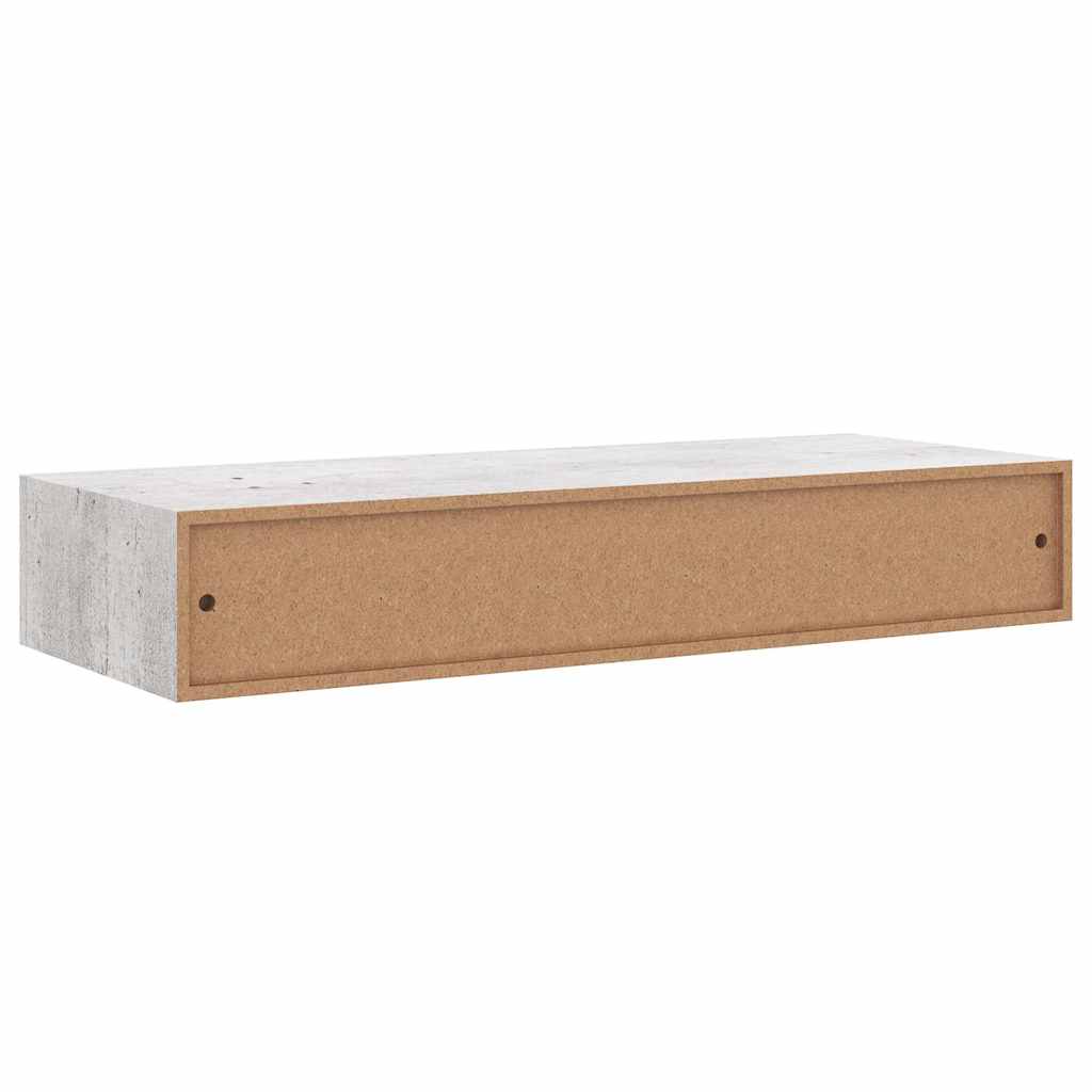 Sienas plaukts ar atvilktni, betona pelēks, 60x23,5x10cm, MDF