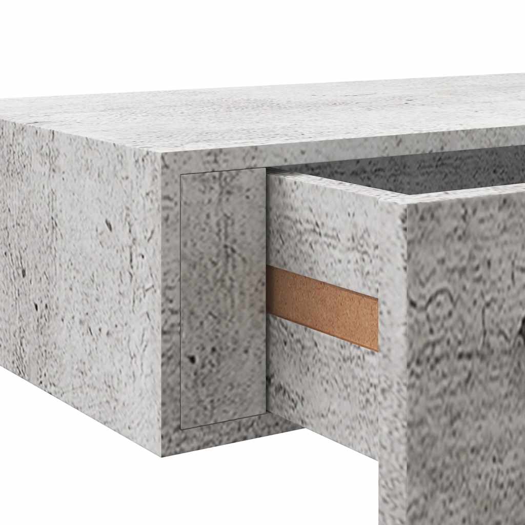 Sienas plaukts ar atvilktni, betona pelēks, 60x23,5x10cm, MDF