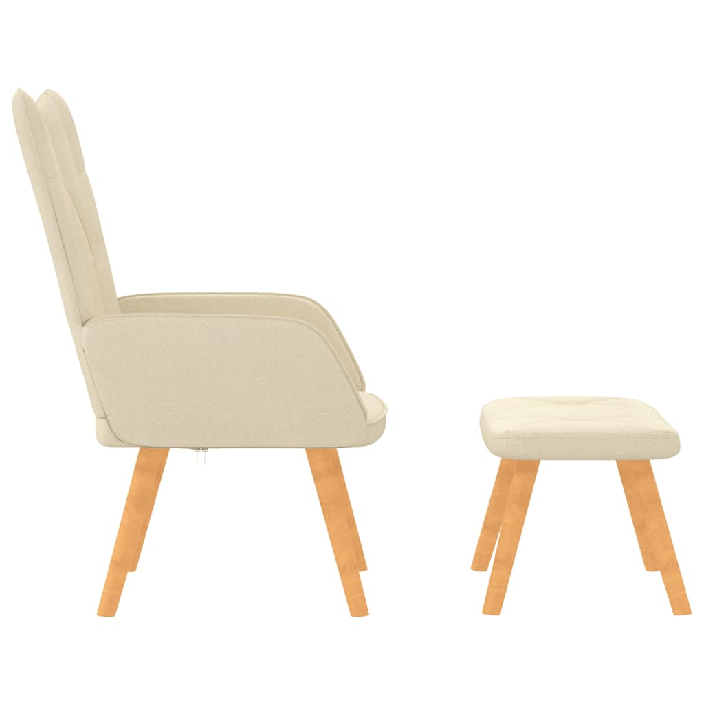Recliner with footrest, cream, fabric