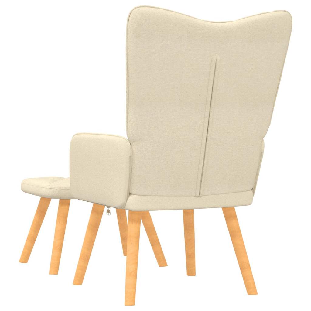 Recliner with footrest, cream, fabric
