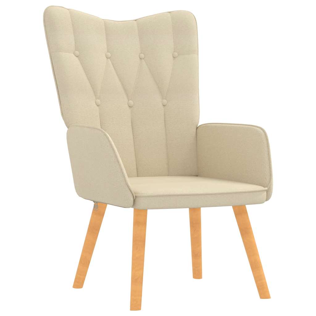 Recliner with footrest, cream, fabric