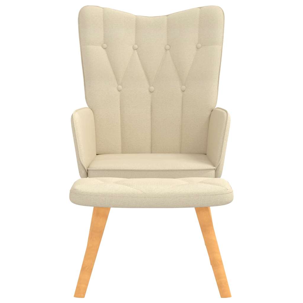 Recliner with footrest, cream, fabric