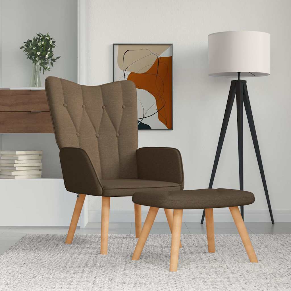 Recliner chair with footrest, brown, fabric