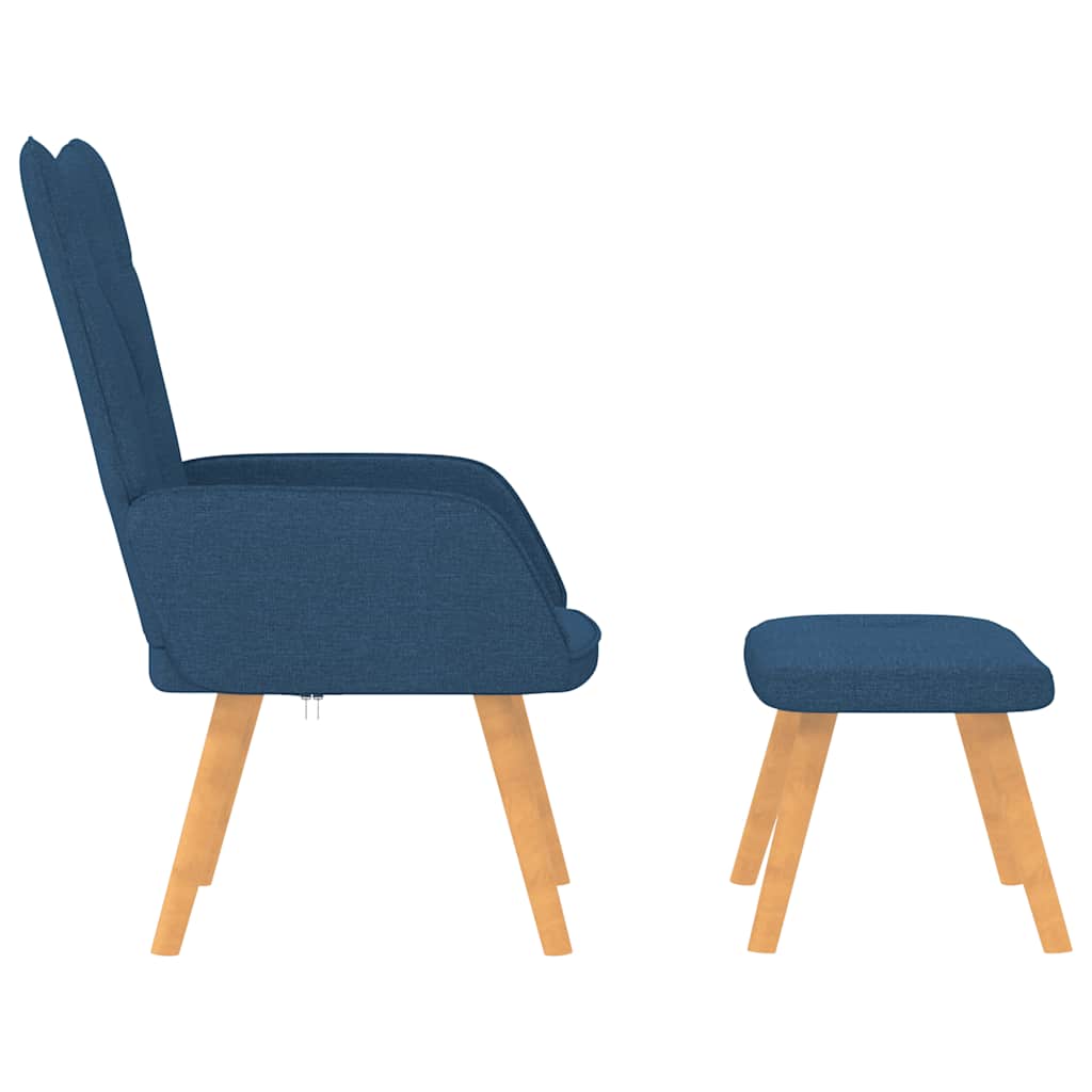 Recliner chair with footrest, blue, fabric