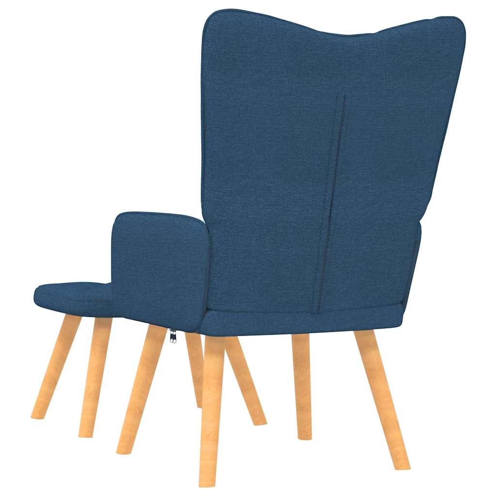 Recliner chair with footrest, blue, fabric
