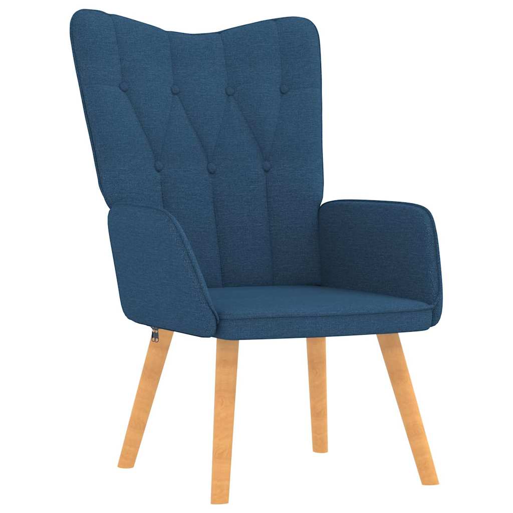 Recliner chair with footrest, blue, fabric