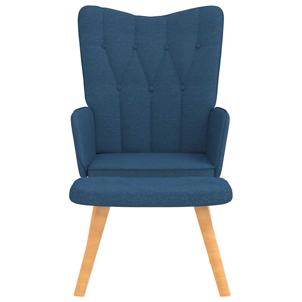 Recliner chair with footrest, blue, fabric