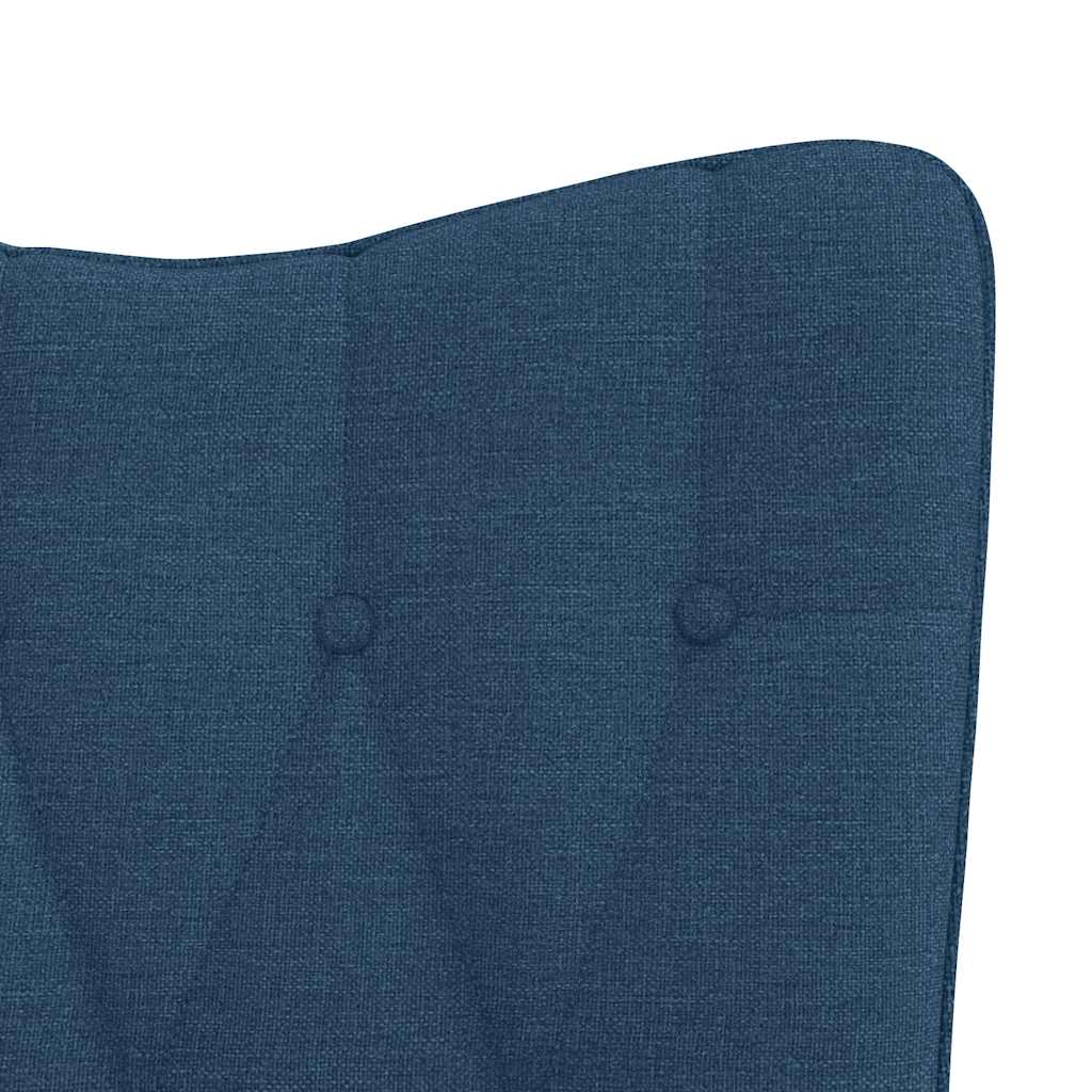 Recliner chair with footrest, blue, fabric