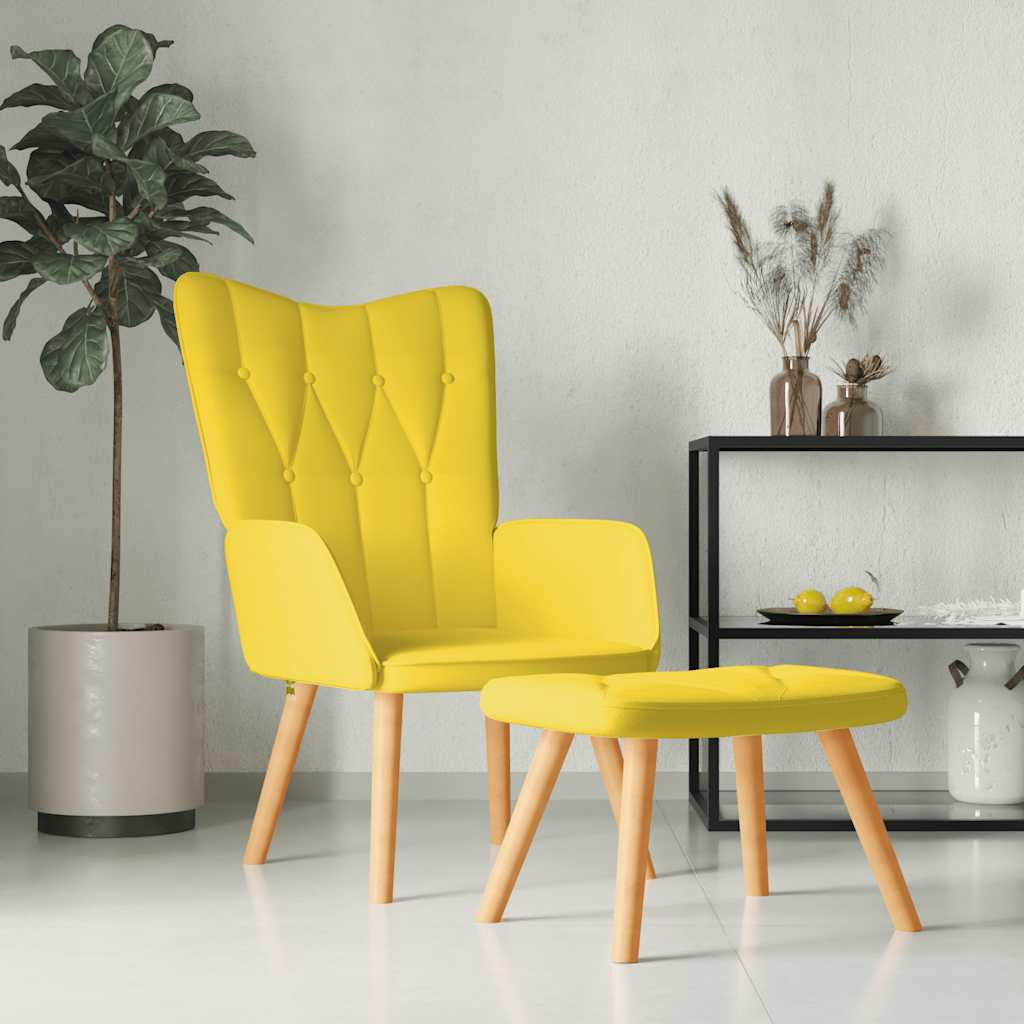Mustard fabric recliner with footrest