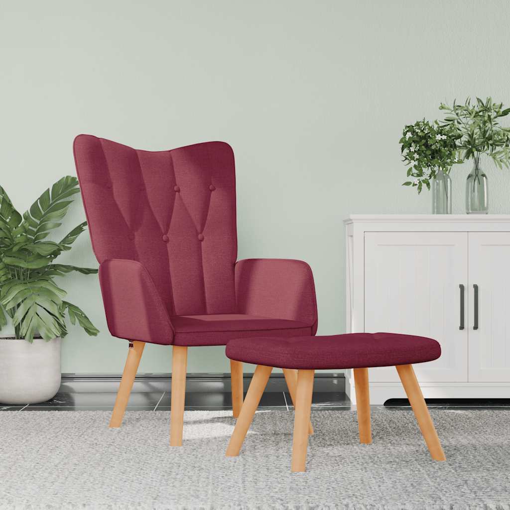 Recliner with footrest, wine red, fabric