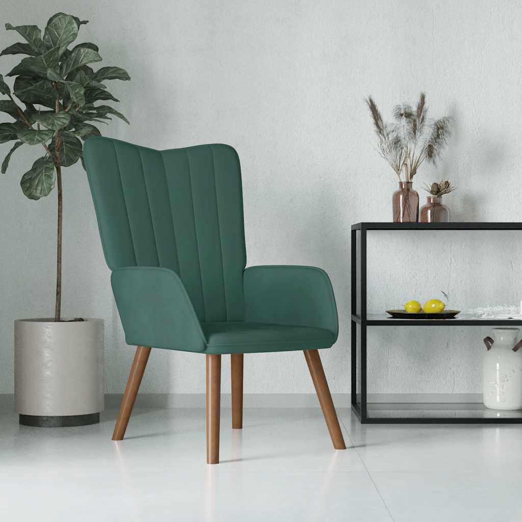 Recliner, dark green, velvet