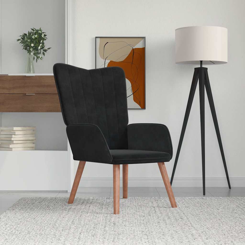 Lounge chair, black, velvet