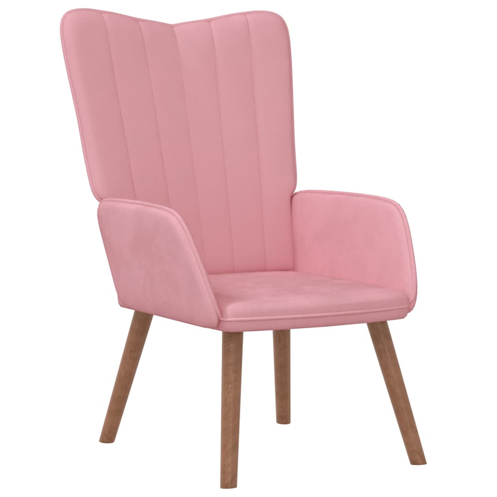 Relax armchair with footrest, pink, velvet