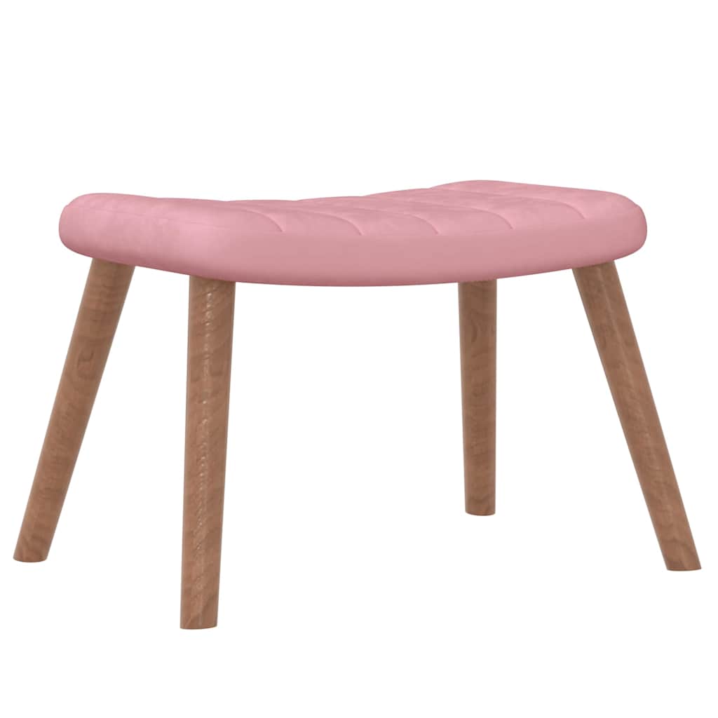 Relax armchair with footrest, pink, velvet