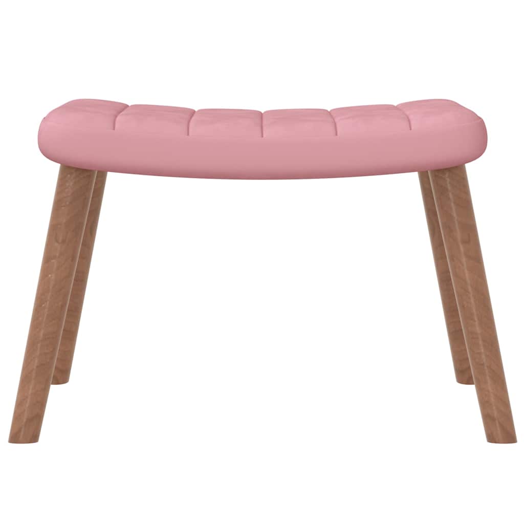 Relax armchair with footrest, pink, velvet