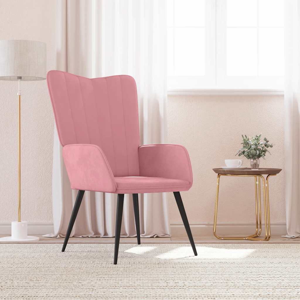 Lounge chair, pink, velvet