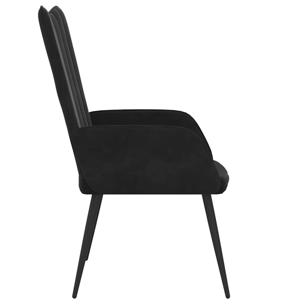 Lounge chair, black, velvet