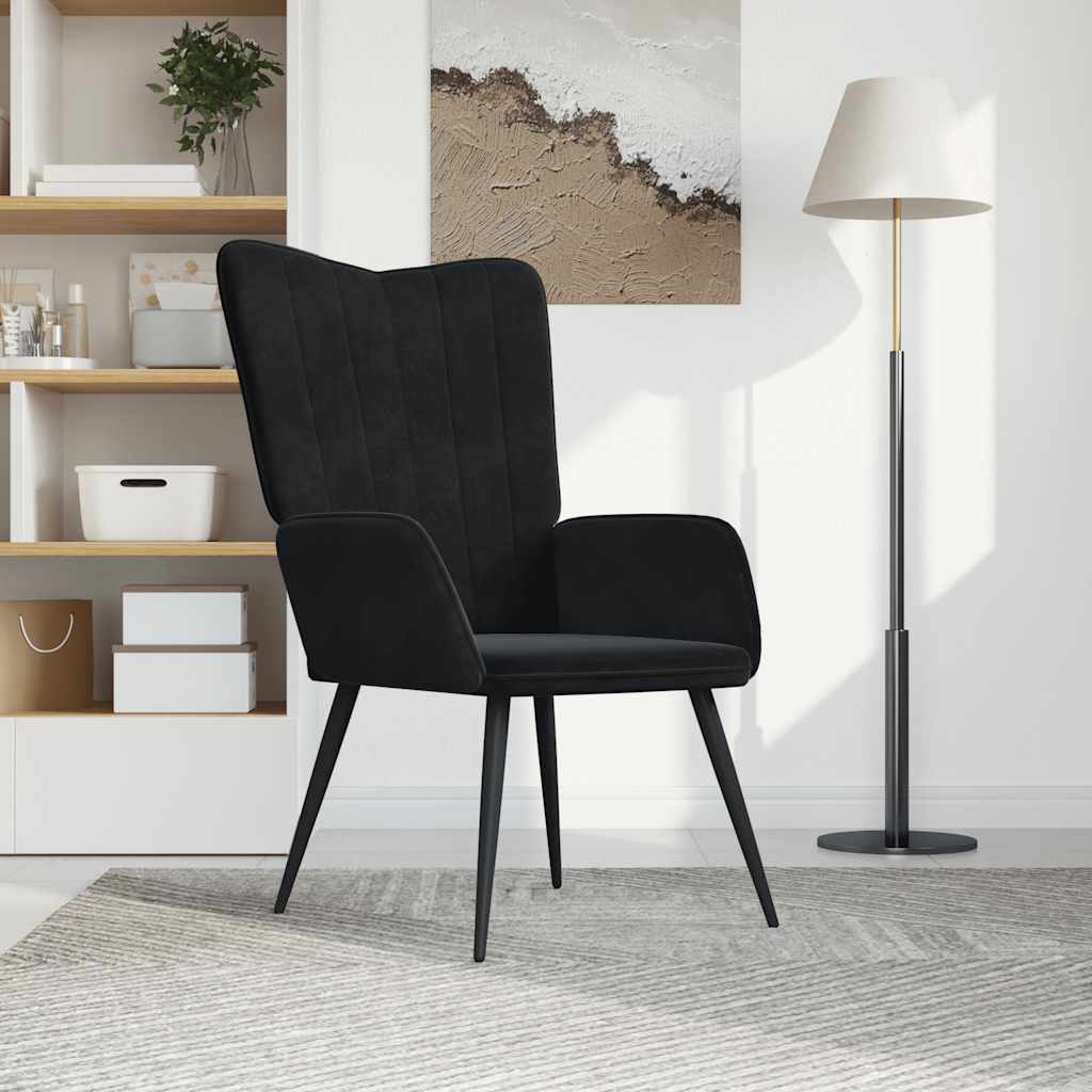Lounge chair, black, velvet