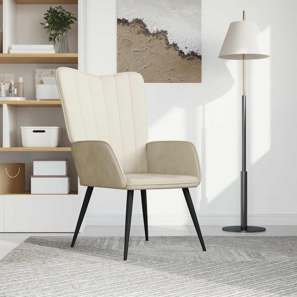 Lounge chair, cream white, velvet