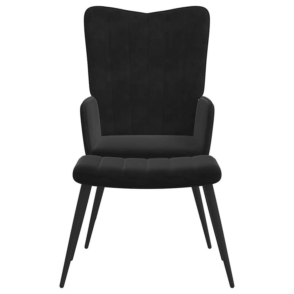 Relax chair with footrest, black, velvet