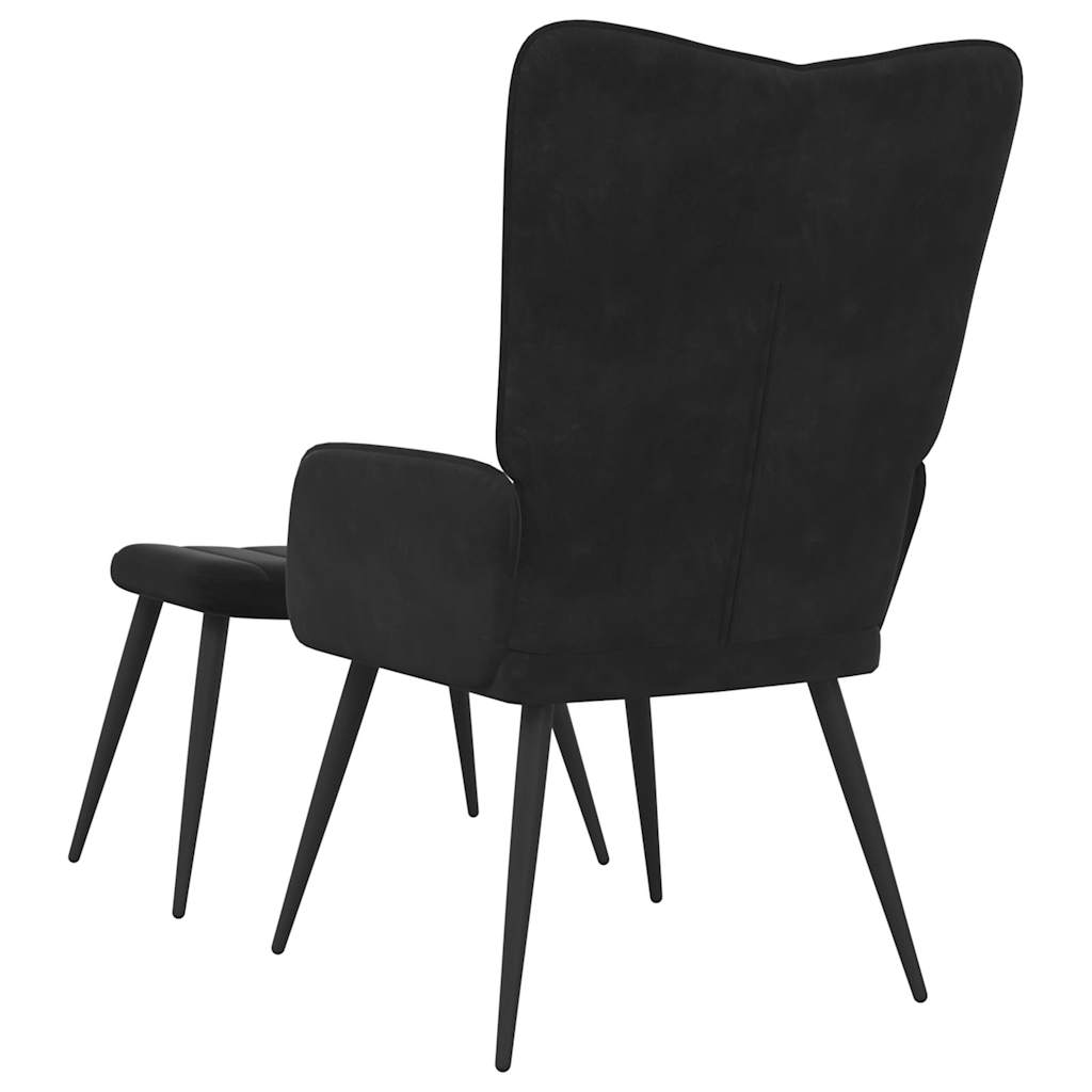 Relax chair with footrest, black, velvet