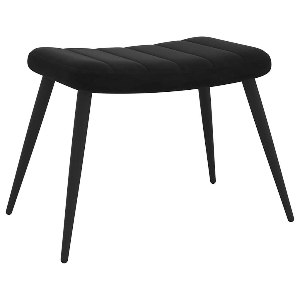 Relax chair with footrest, black, velvet