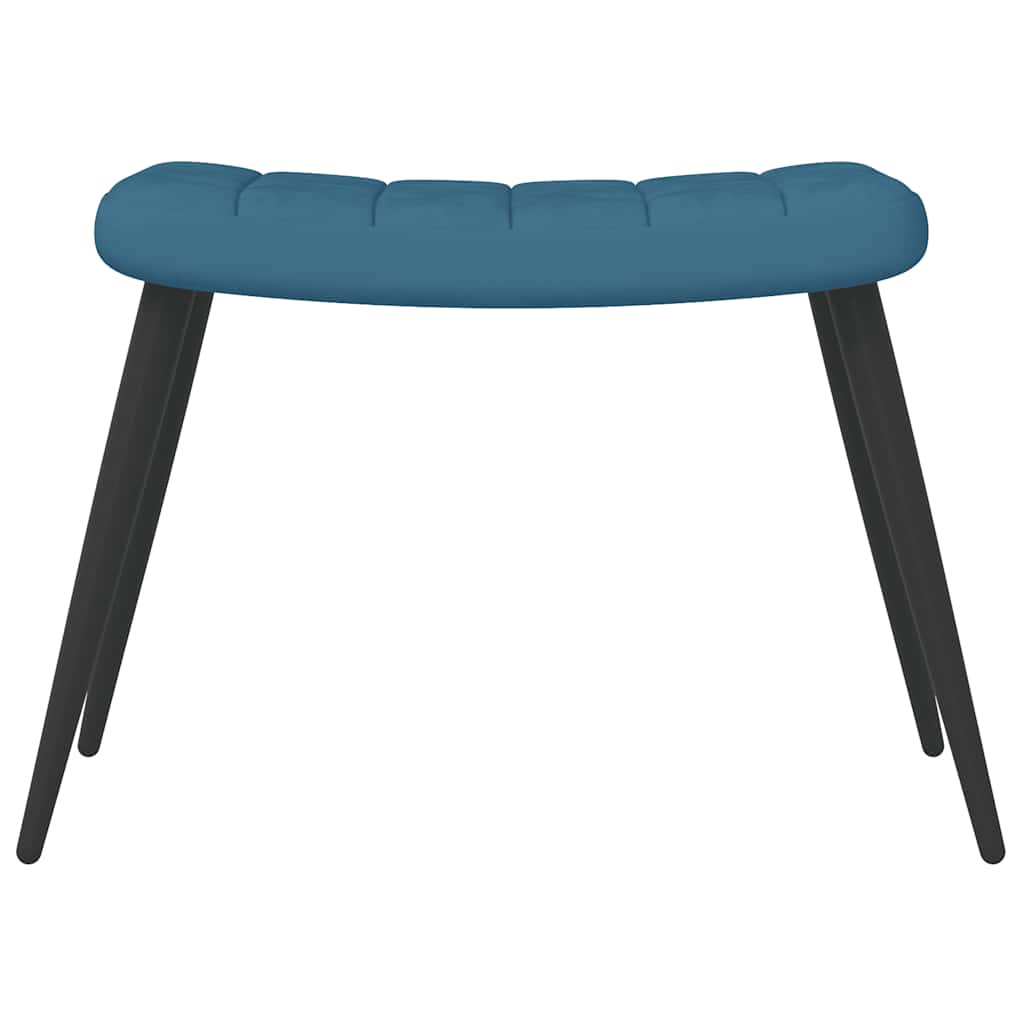 Recliner armchair with footrest, blue, velvet