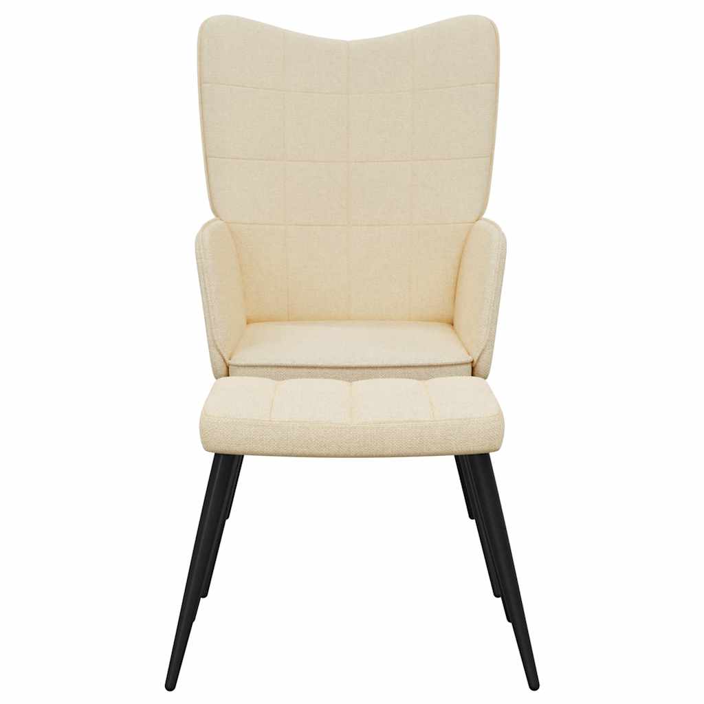 Recliner with footrest, cream, fabric