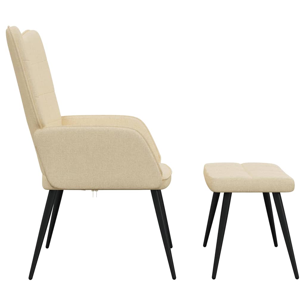 Recliner with footrest, cream, fabric