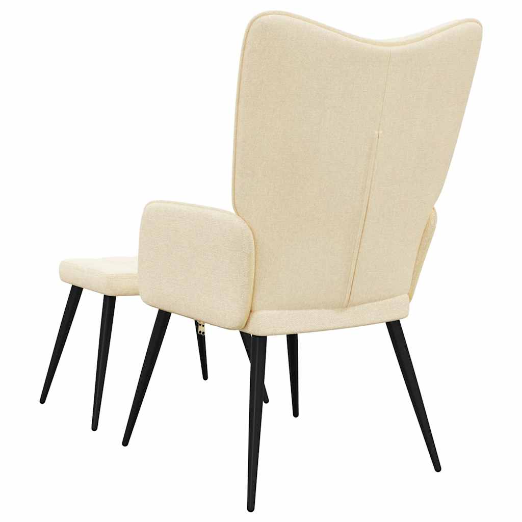 Recliner with footrest, cream, fabric