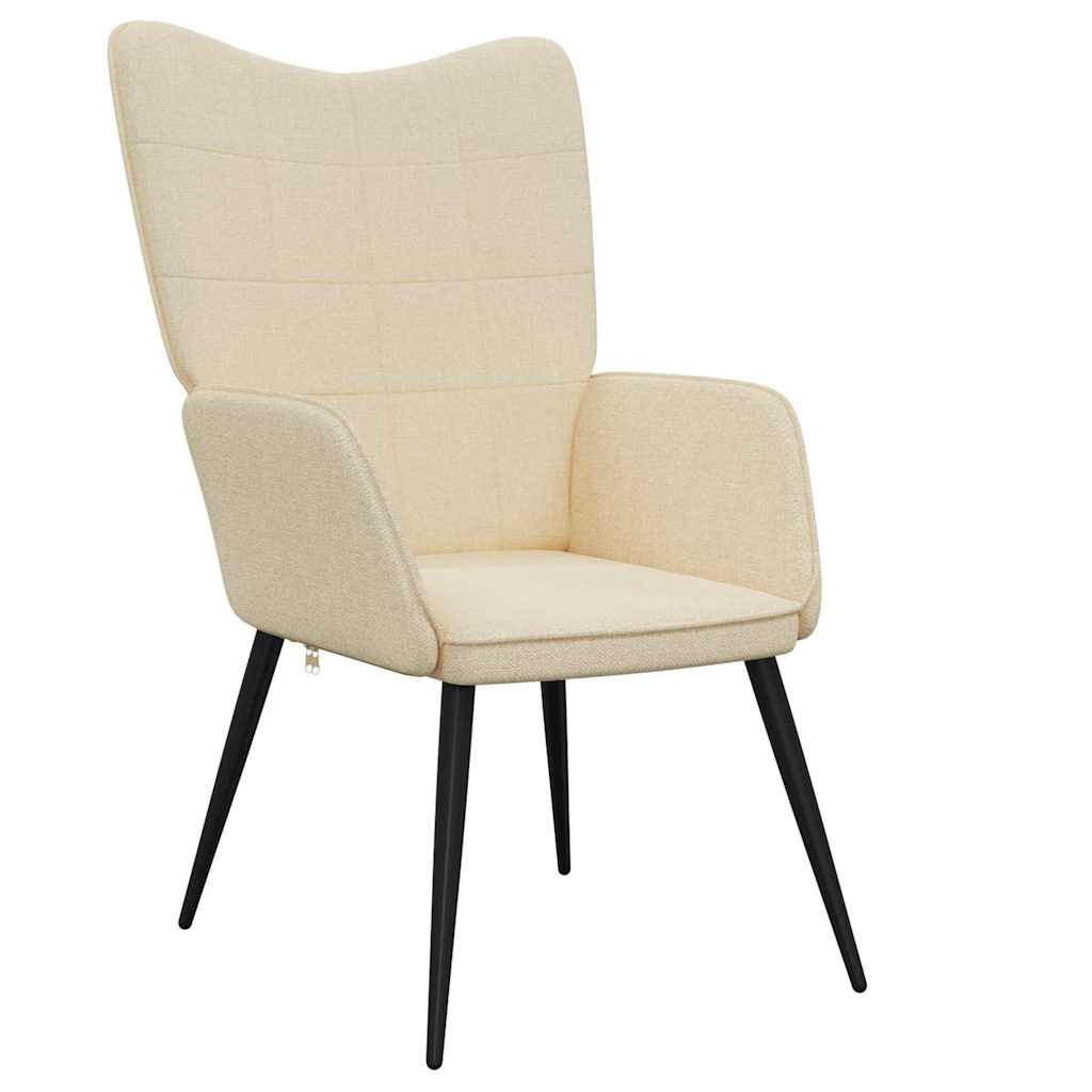 Recliner with footrest, cream, fabric