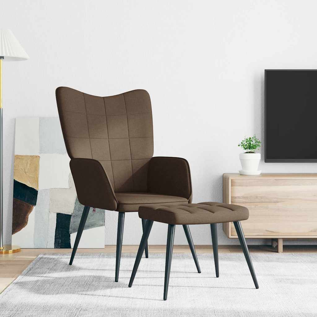 Recliner with footrest, brown, fabric