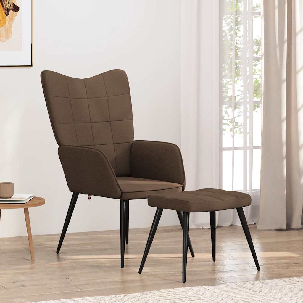 Recliner with footrest, brown, fabric