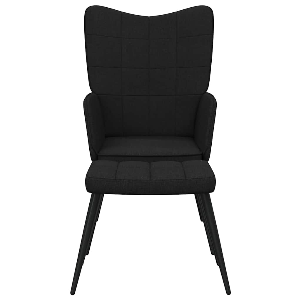 Relaxing chair with footrest, black, fabric