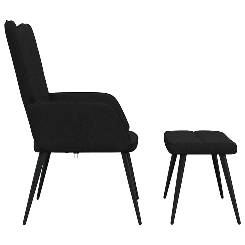 Relaxing chair with footrest, black, fabric