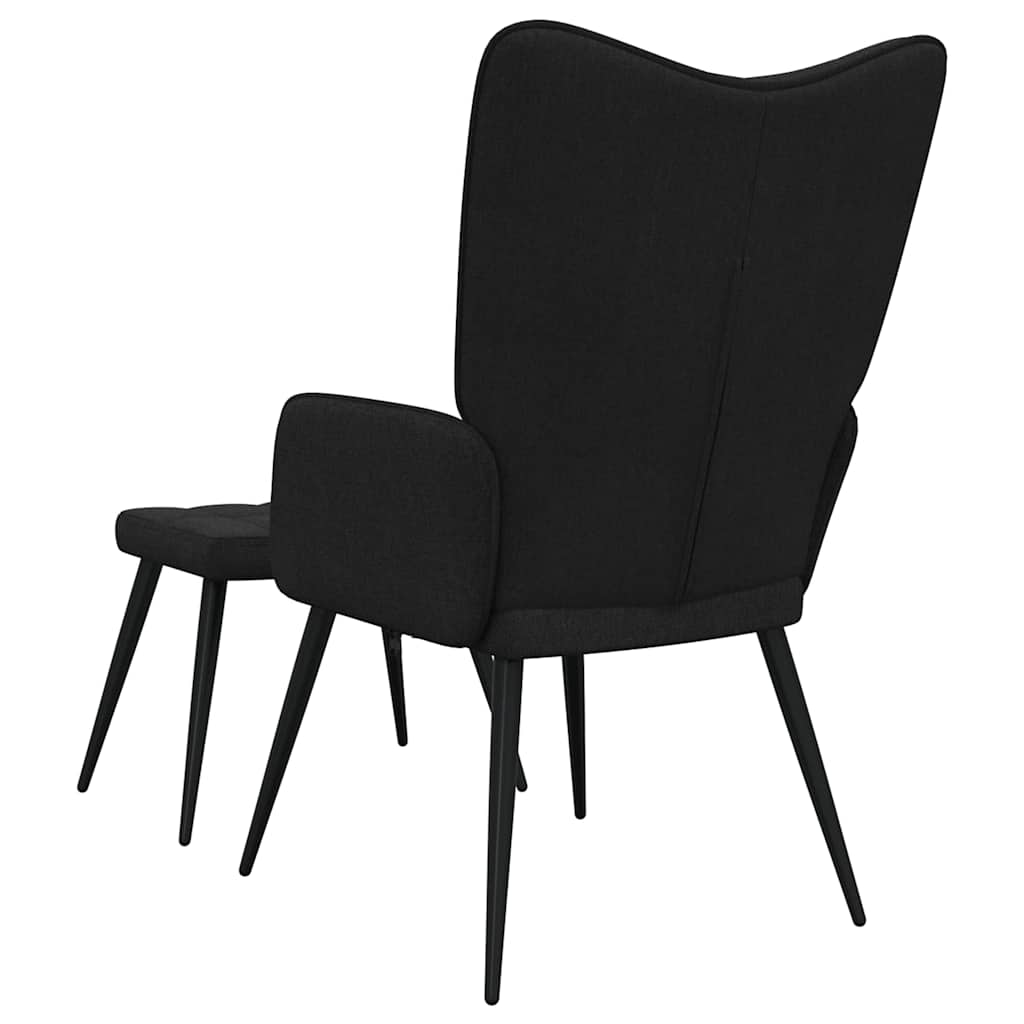 Relaxing chair with footrest, black, fabric