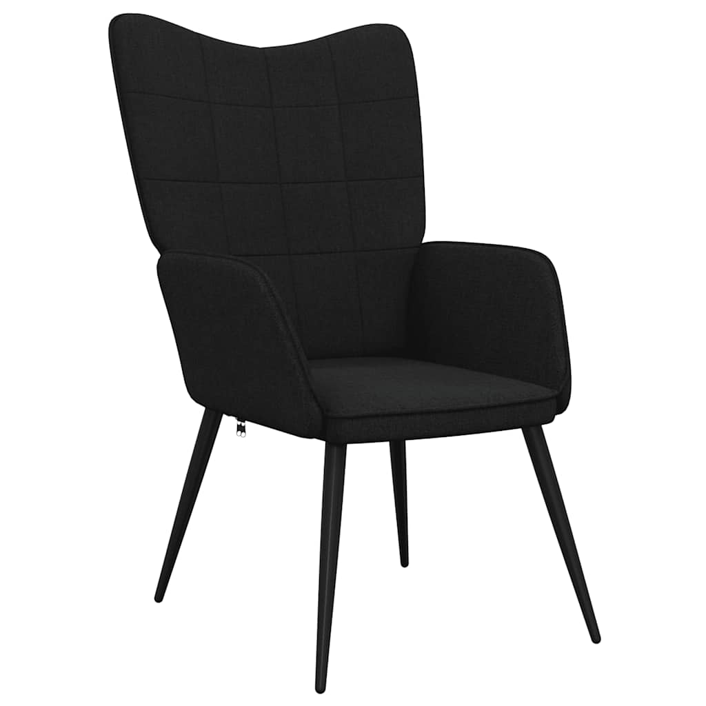 Relaxing chair with footrest, black, fabric