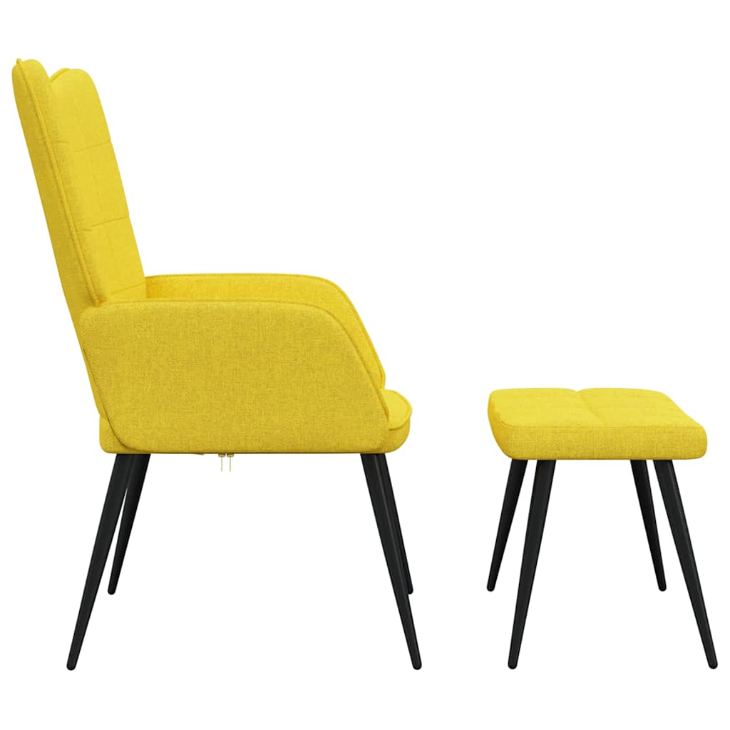 Mustard fabric recliner with footrest