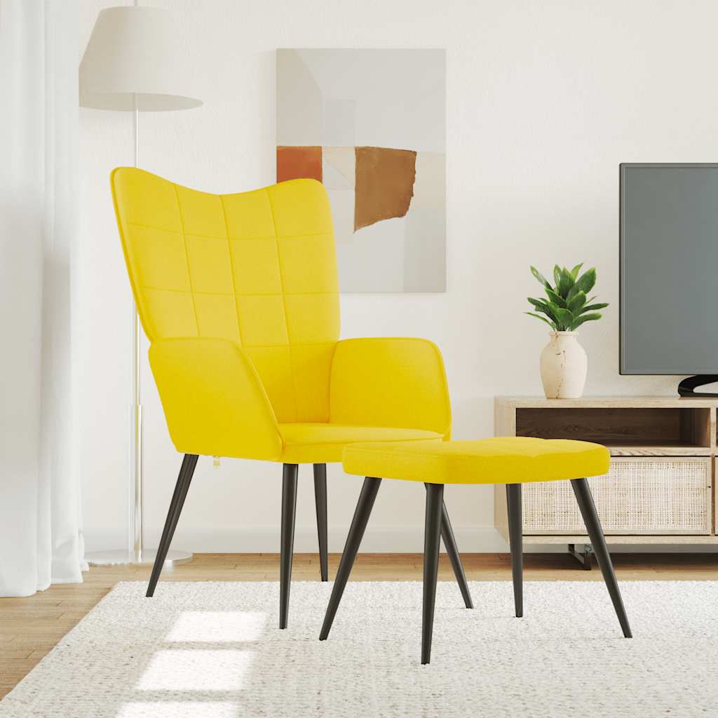 Mustard fabric recliner with footrest