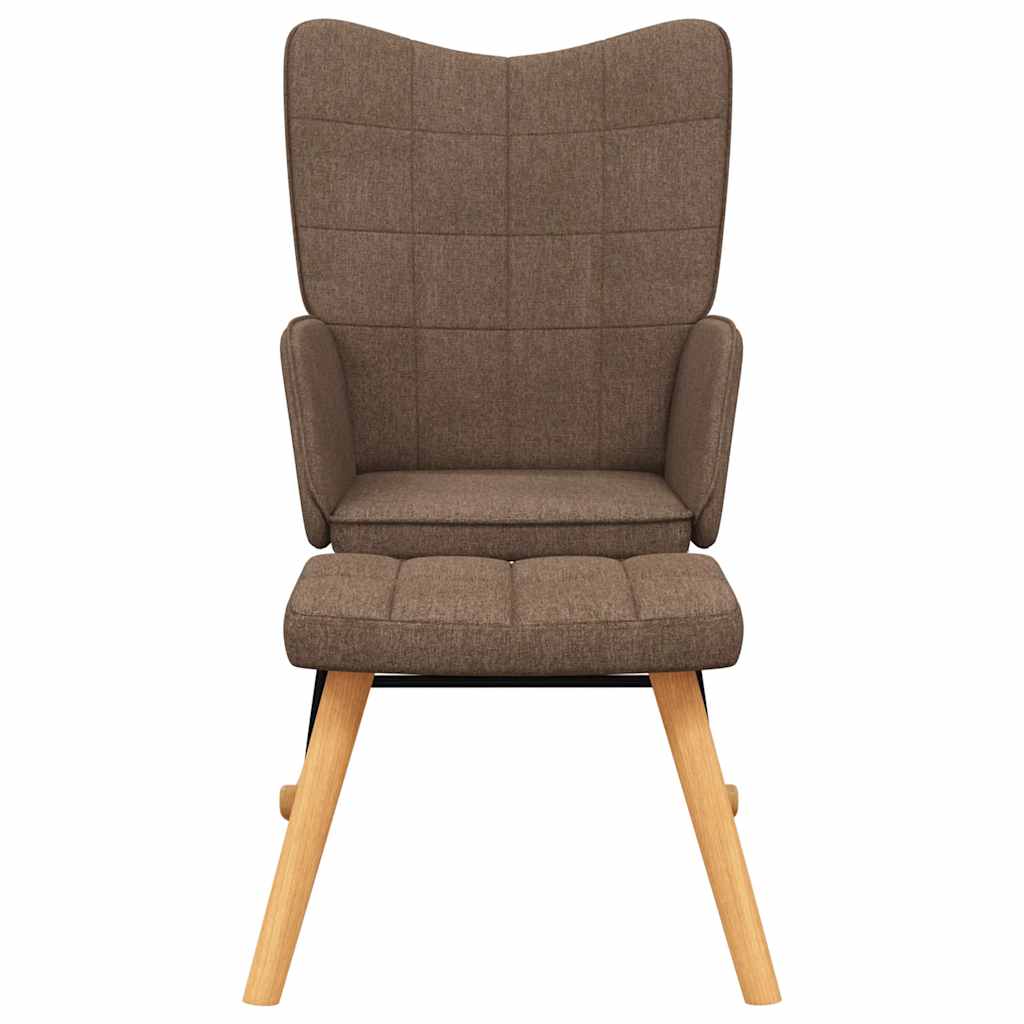 Rocking chair with footrest, brown, fabric
