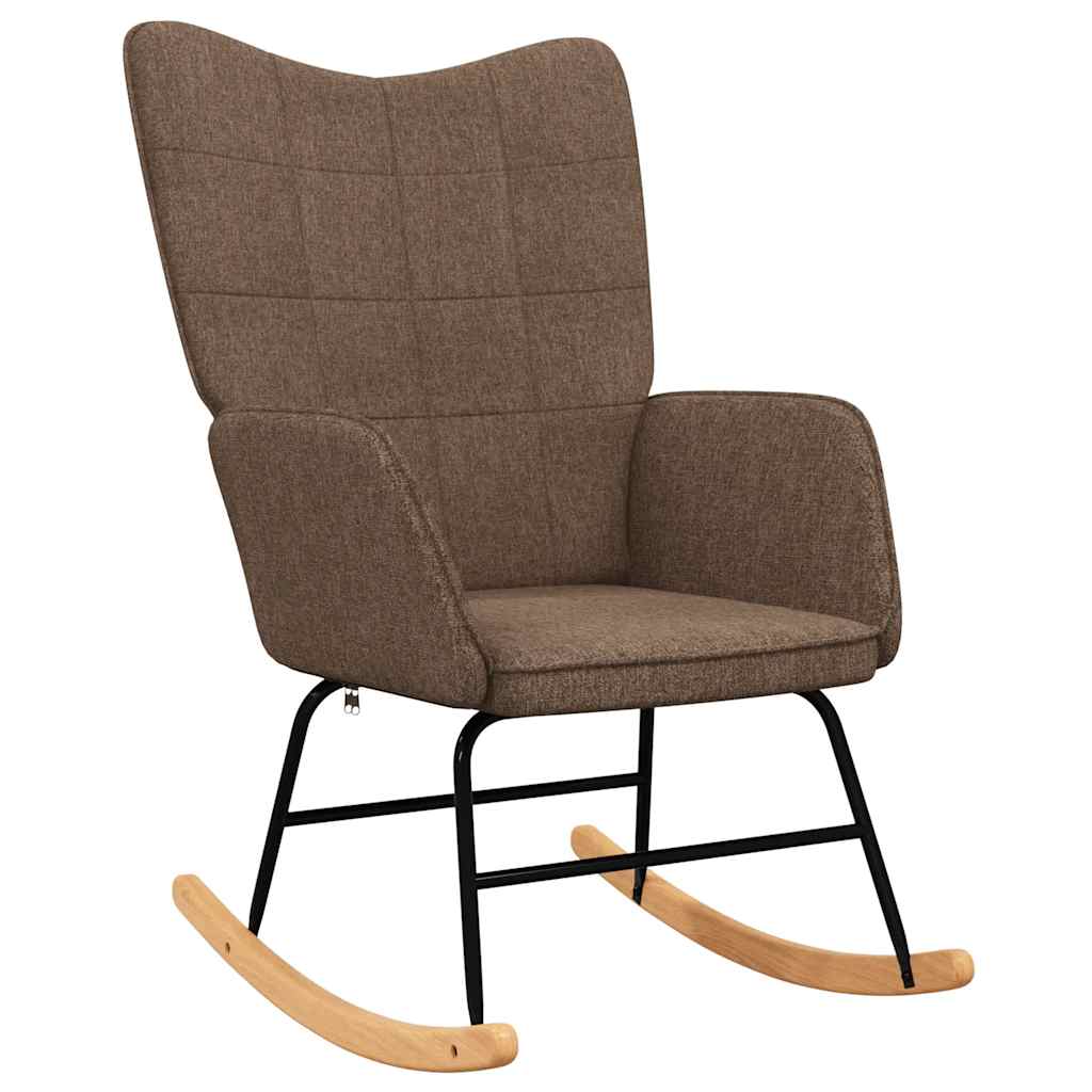 Rocking chair with footrest, brown, fabric