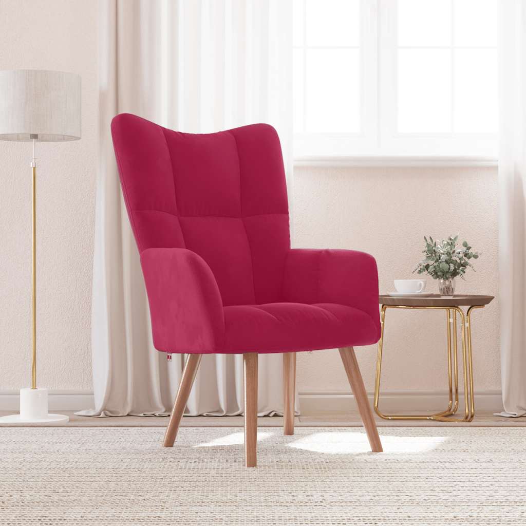 Lounge chair, burgundy, velvet